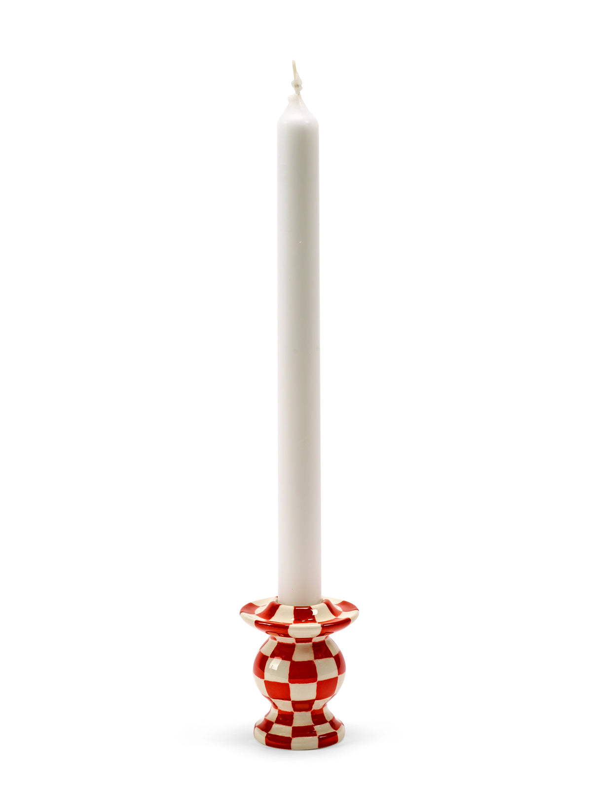 Kerzenständer rot/weiß mit Schachbrettmuster – Les Objets Mouleversants
