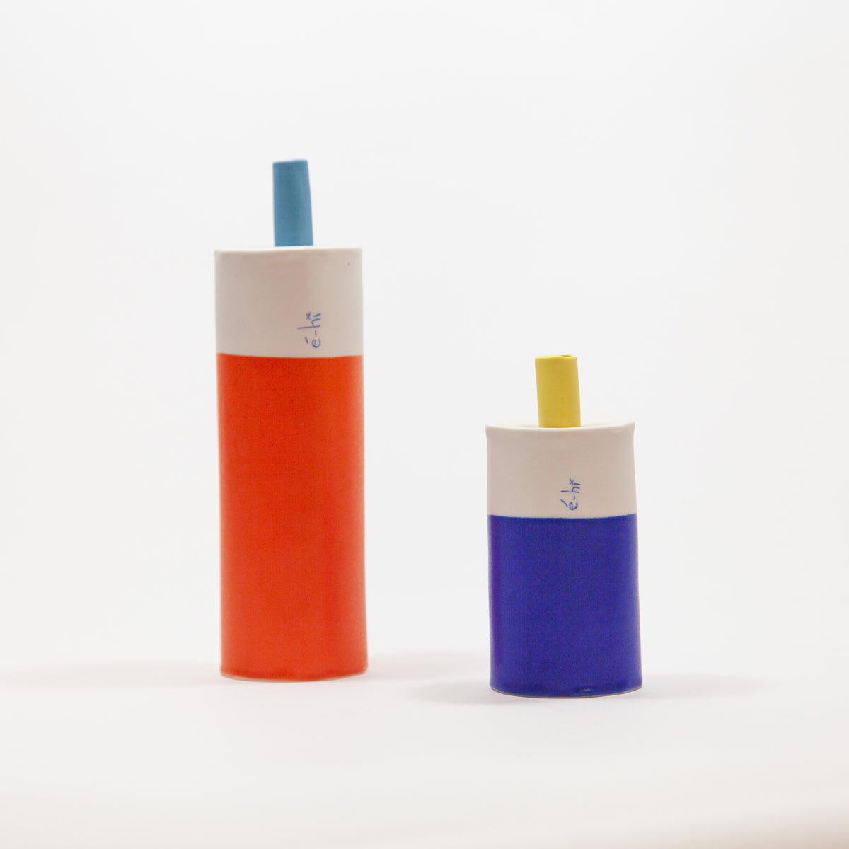 Eric Hibelot Vasen – Kanister hoch Blau oder Orange