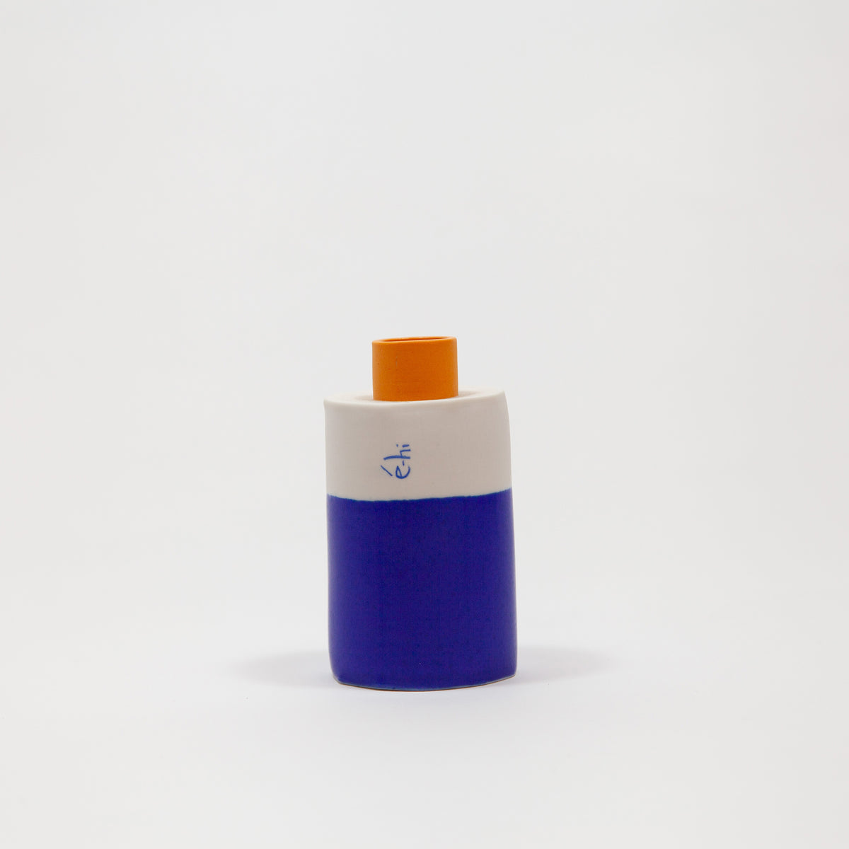 Eric Hibelot Vasen – Kanister klein Blau mit Hellorange