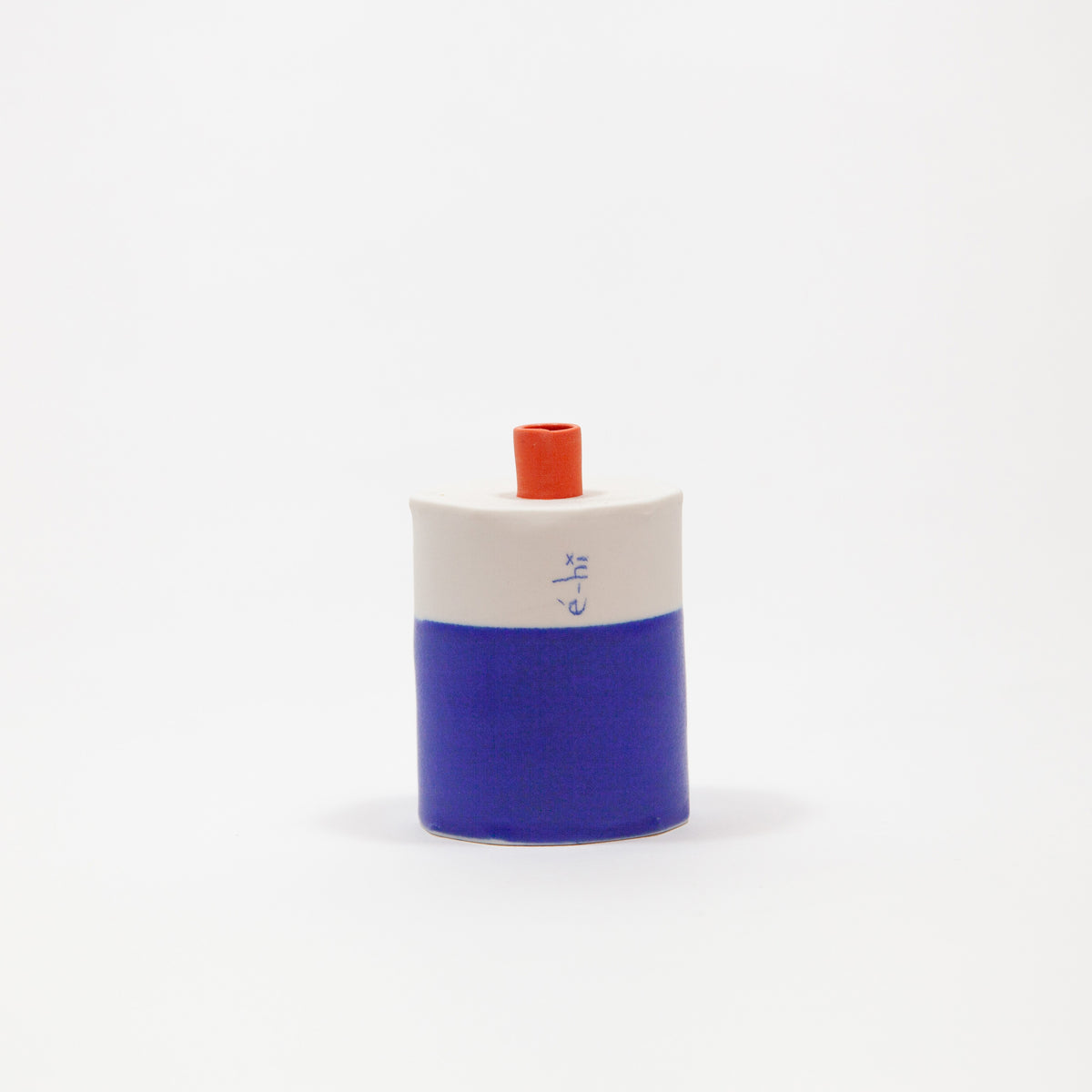 Eric Hibelot Vasen – Kanister klein Blau mit Orange