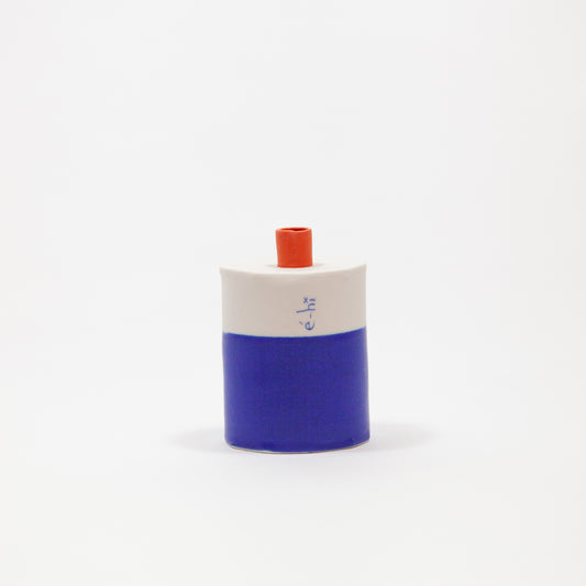 Eric Hibelot Vasen – Kanister klein Blau mit Orange