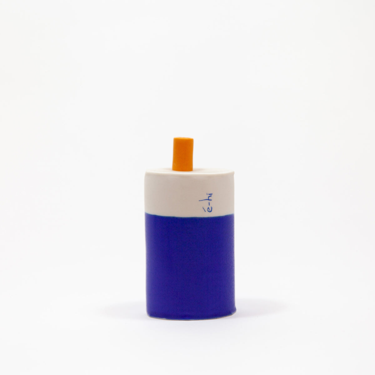 Eric Hibelot Vasen – Kanister mittel Blau mit Hellorange
