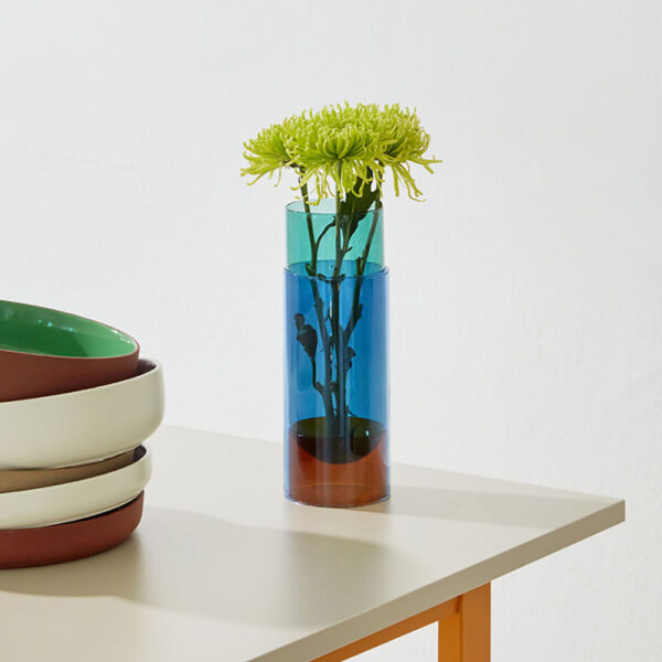 Bouquet Tube Vase von Studio About, cyan amber blau, groß ⌀9cm x 27cm