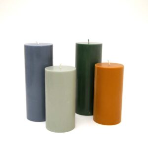 Original Home Kerzen, blau hellgrün dunkelgrün orange, ⌀7,5 x 20,4cm und ⌀7,5 x 15cm Plant-based Wax