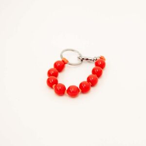 Ina Seifart Schlüsselkette kurz, rot Perlen, orange Schlüsselanhänger, Holzperlen groß
